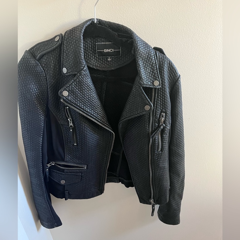 Cool Multi Texture Faux leather motorcycle jacket